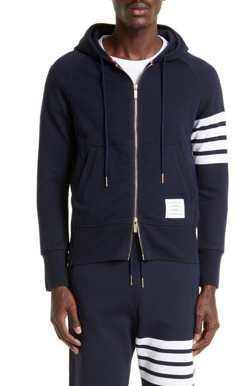 Thom Browne Classic 4-Bar Zip Cotton Hoodie Product Image