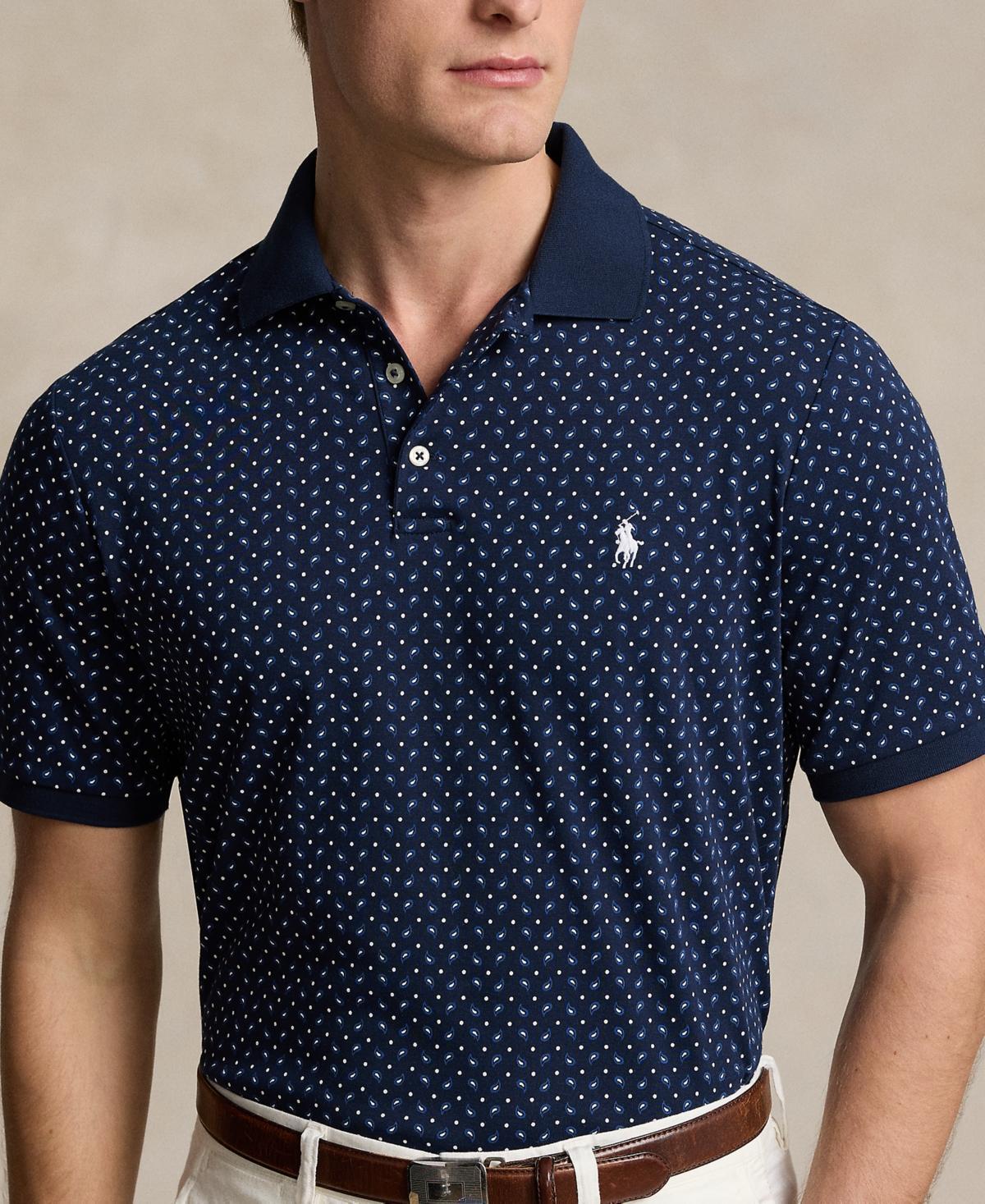 Men's Classic-fit Soft Cotton Polo Shirt In Exec Dot,office Blue Hthr Product Image