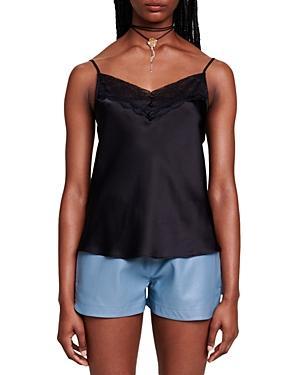 Maje Leana Lace Trim Silk Camisole Product Image