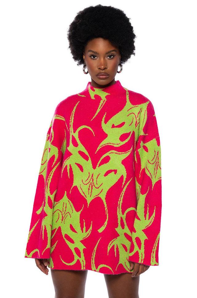 MUSHU GRAPHIC SWEATER MINI DRESS Product Image