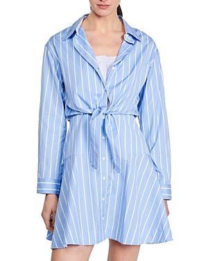 Womens Striped Tie-Front Shirt Dress Product Image