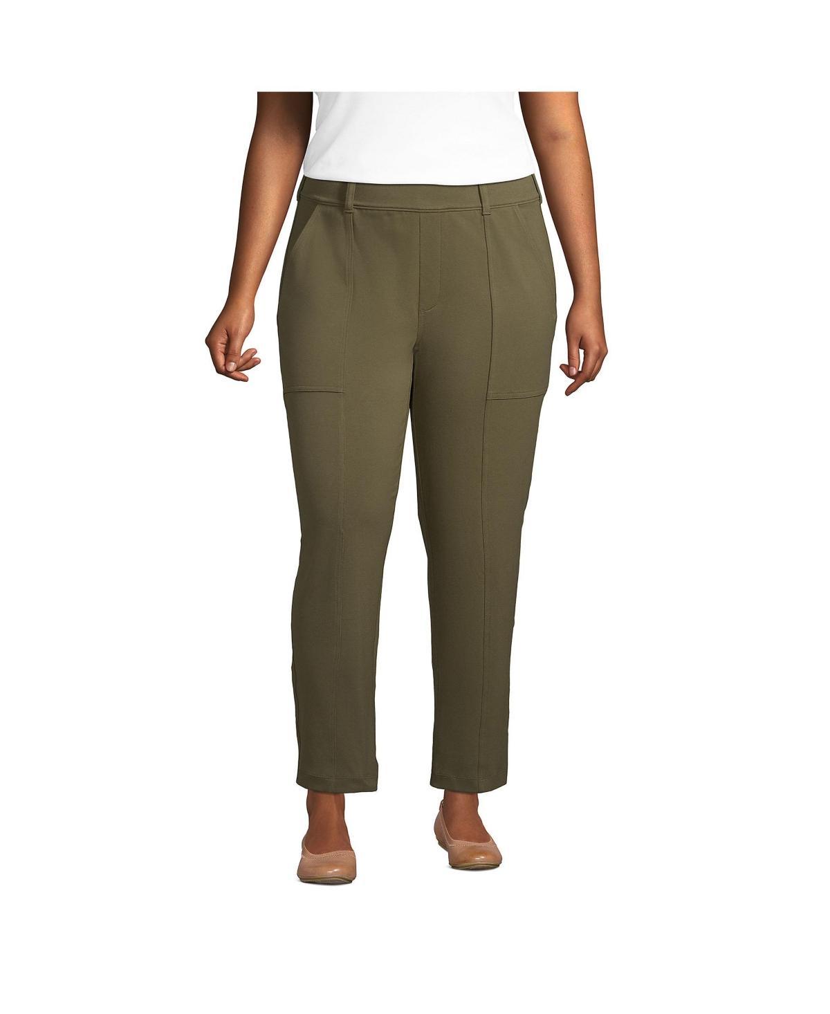 Plus Size Lands End Starfish Midrise Pull-On Utility Pants, Womens Green Moss Product Image