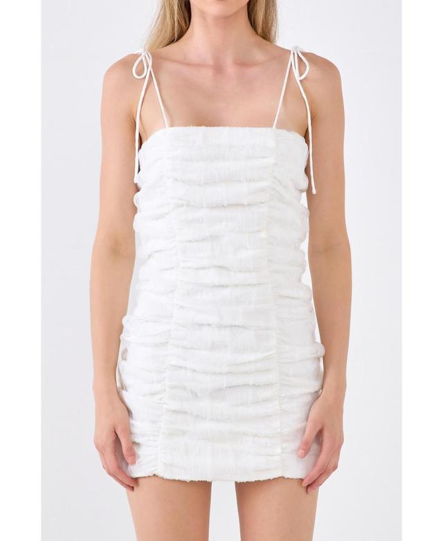 Womens Shirred Mini Dress with Tie Straps Product Image