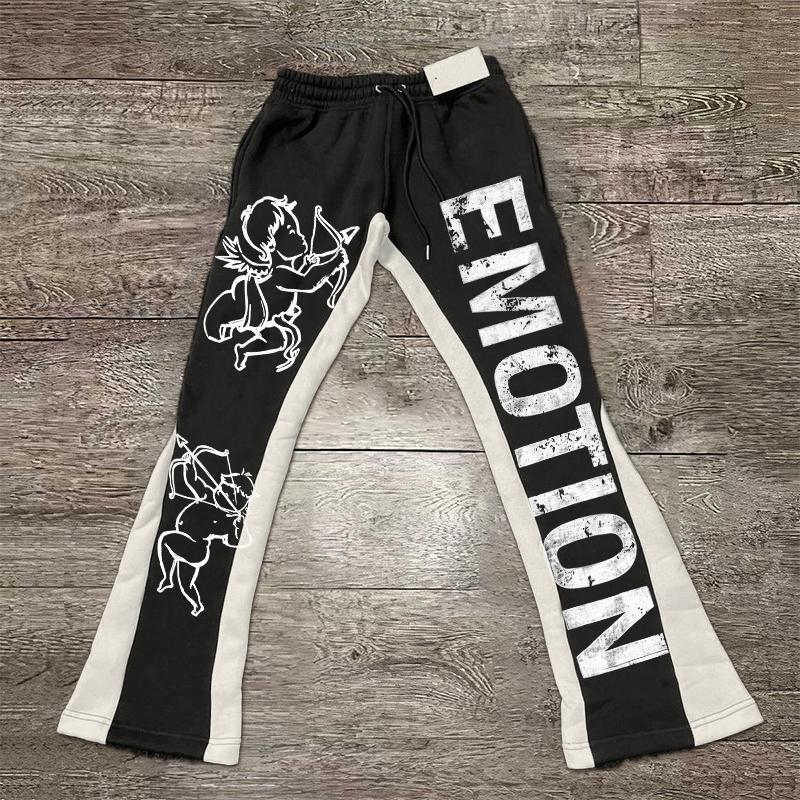 Vintage Angel Emotion Print Contrast Flared Sweatpants Product Image