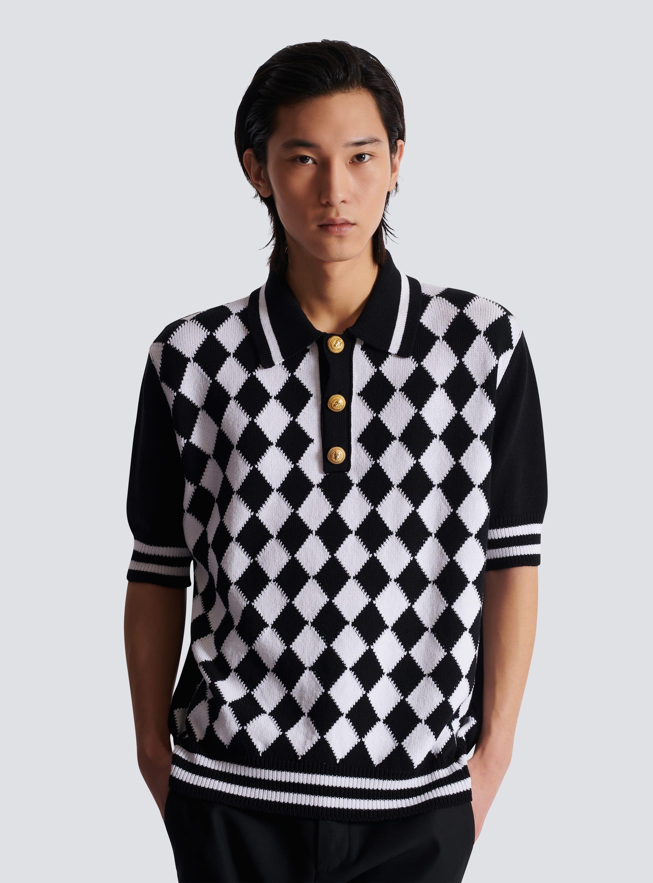 Diamond polo shirt in two-tone cotton Product Image