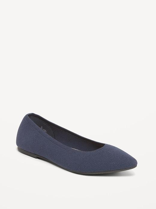 Soft-Knit Pointed-Toe Ballet Flats Product Image