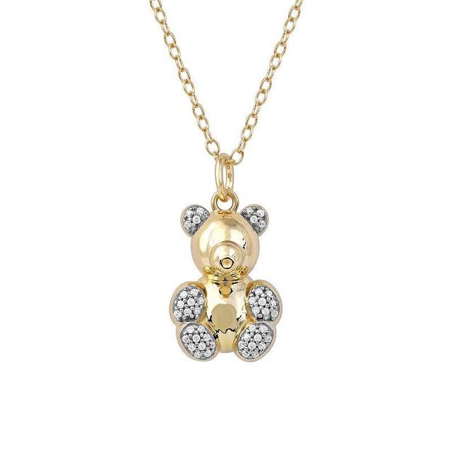 DeCouer 1/10 Carat T.W. Diamond Teddy Bear Pendant Necklace, Womens Gold Tone Product Image