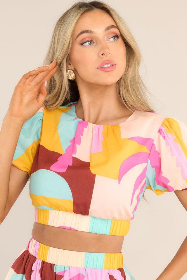 MINKPINK Palmera Pastel Tropical Crop Top Print Product Image