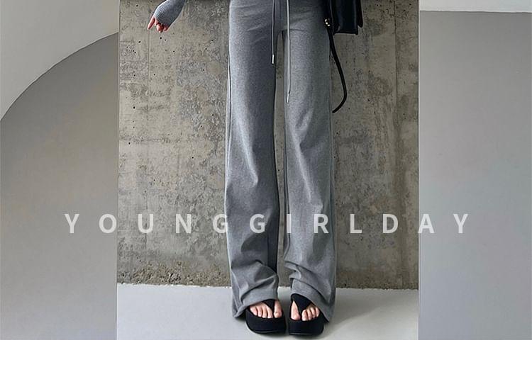 Drawstring Waist Plain Wide Leg Sweatpants Product Image