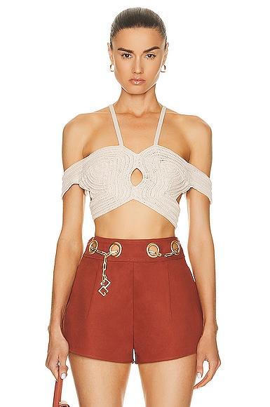 Cult Gaia Kylah Knit Top in Beige Product Image