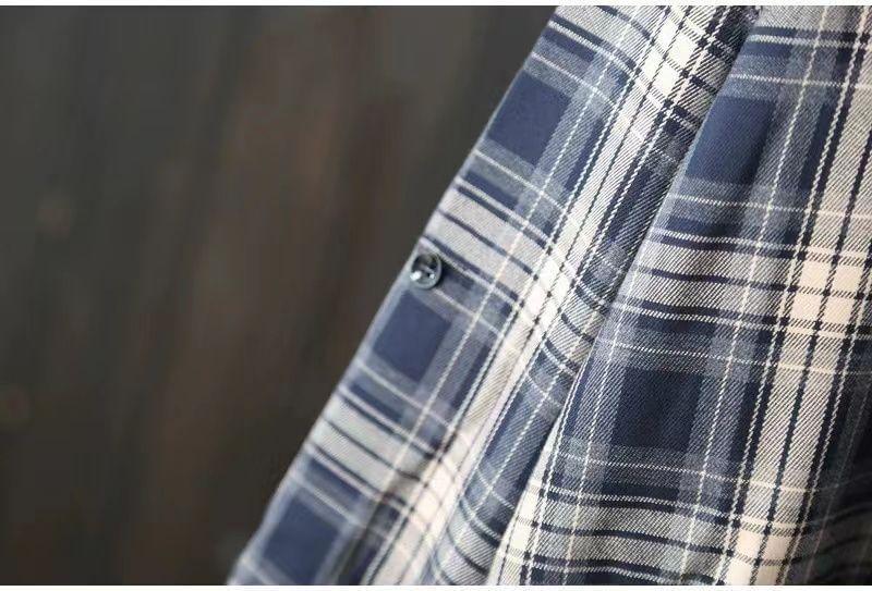 Long Sleeve Collared Plaid Shirt Product Image