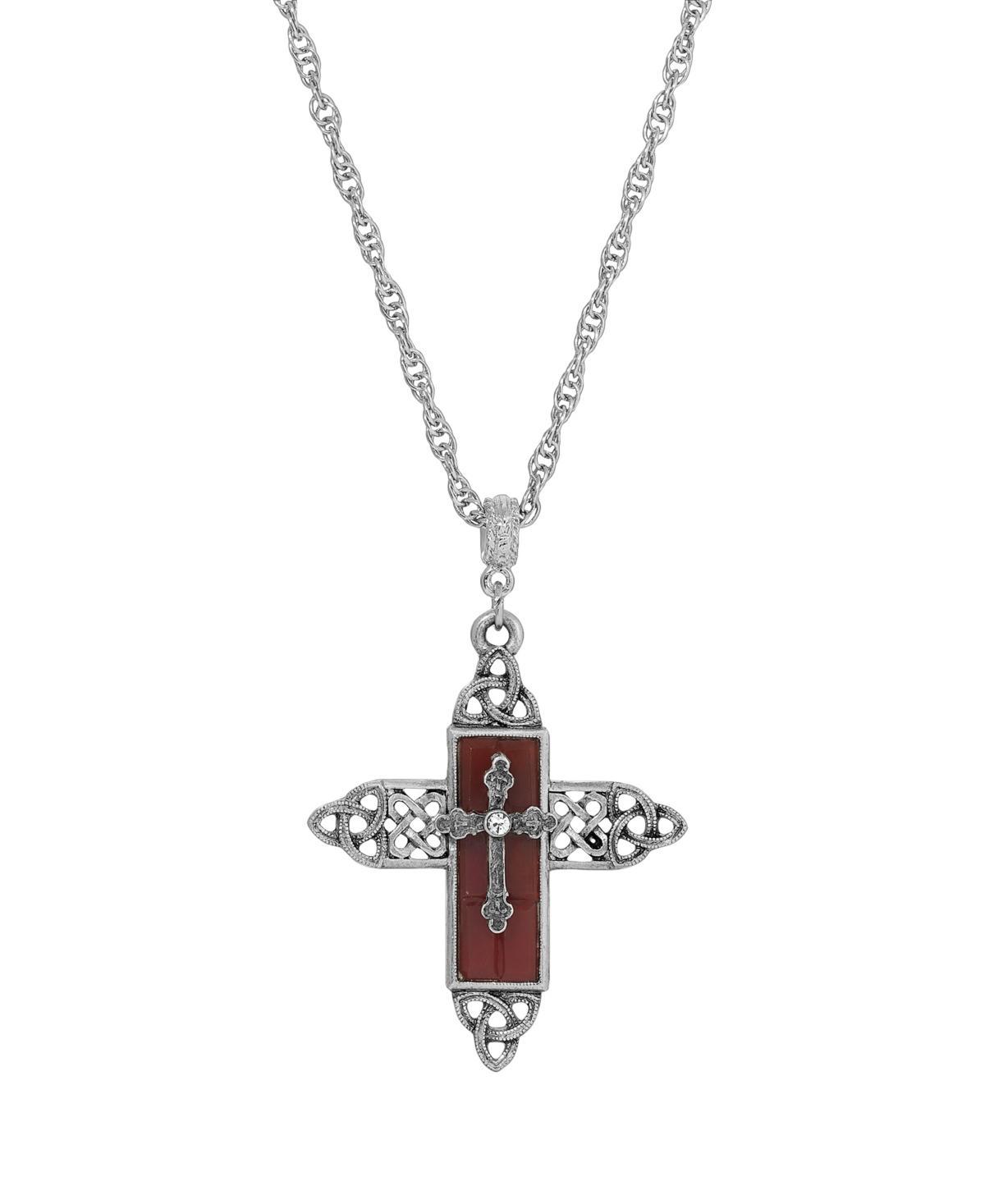 Symbols of Faith Cross Pendant Necklace, Womens, Brown Product Image