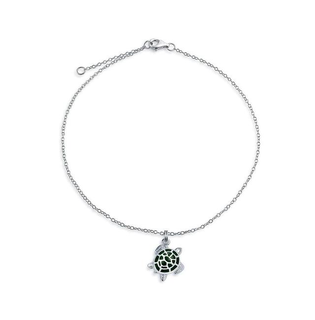 Bling Jewelry Hawaii Tropical Beach Vacation Nautical Dangle Charm Sea Green Enamel Turtle Anklet Link Ankle Bracelet For Women .925 Sterling Silver 9 Product Image