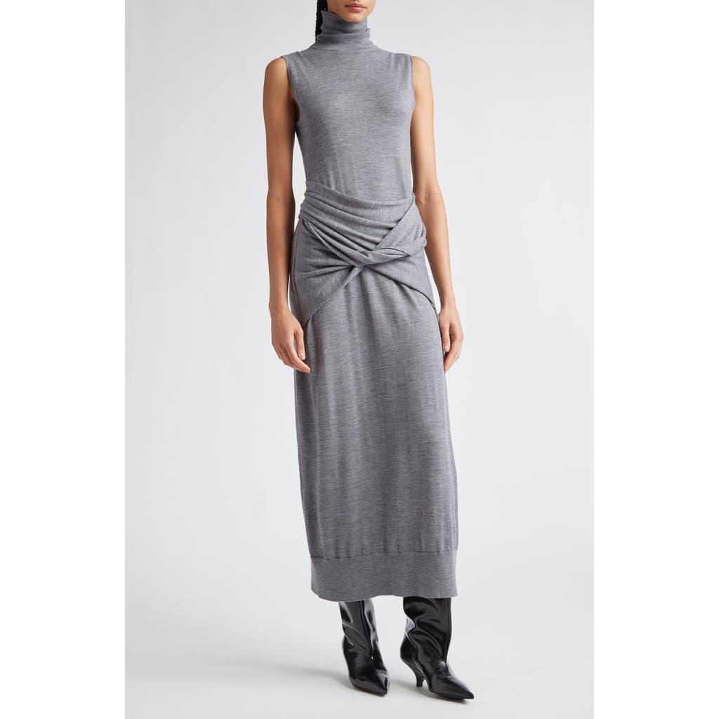 TOTÊME Draped Knit Maxi Dress In Grey Melange Product Image