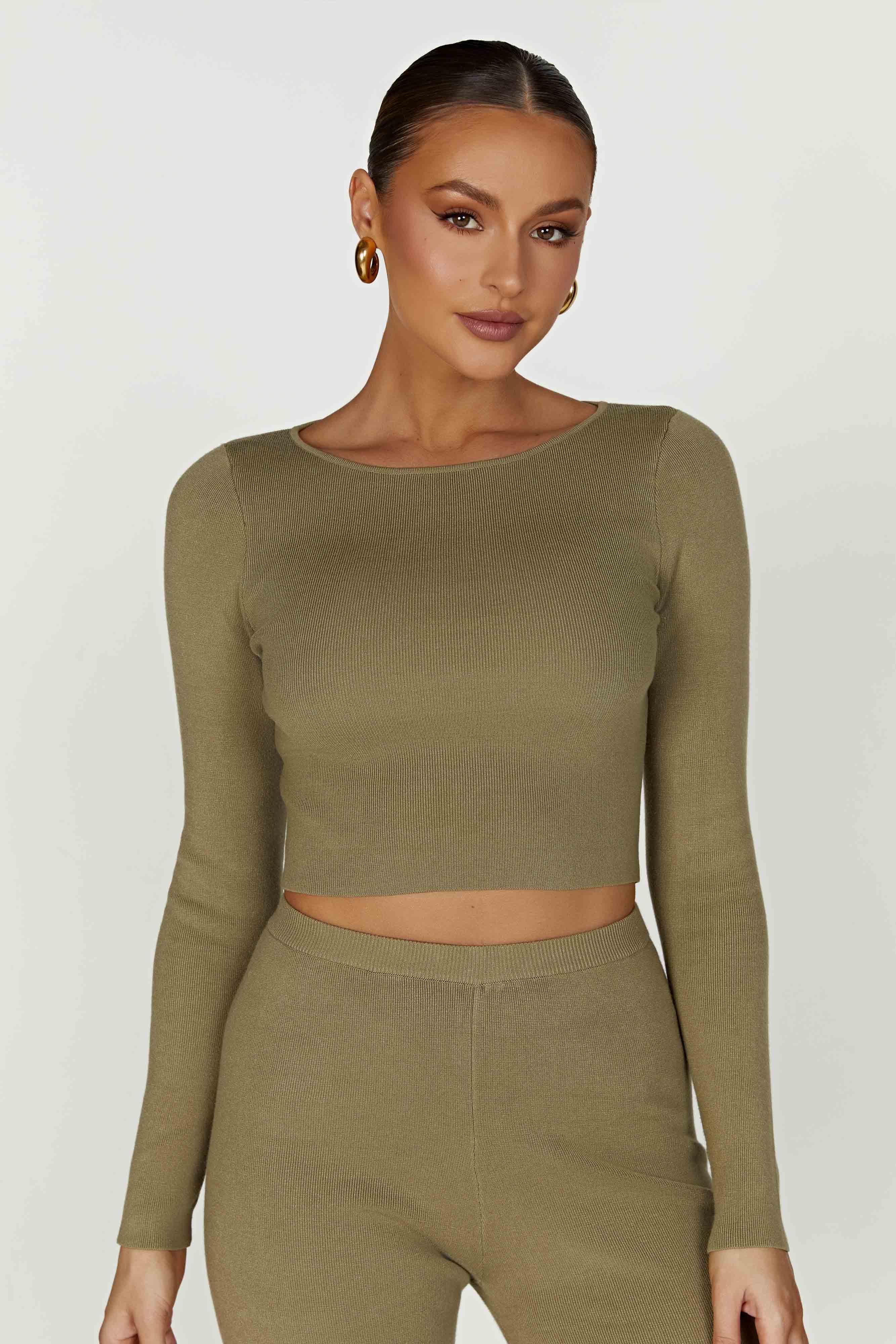 Haisley Long Sleeve Knit Top - Olive Product Image