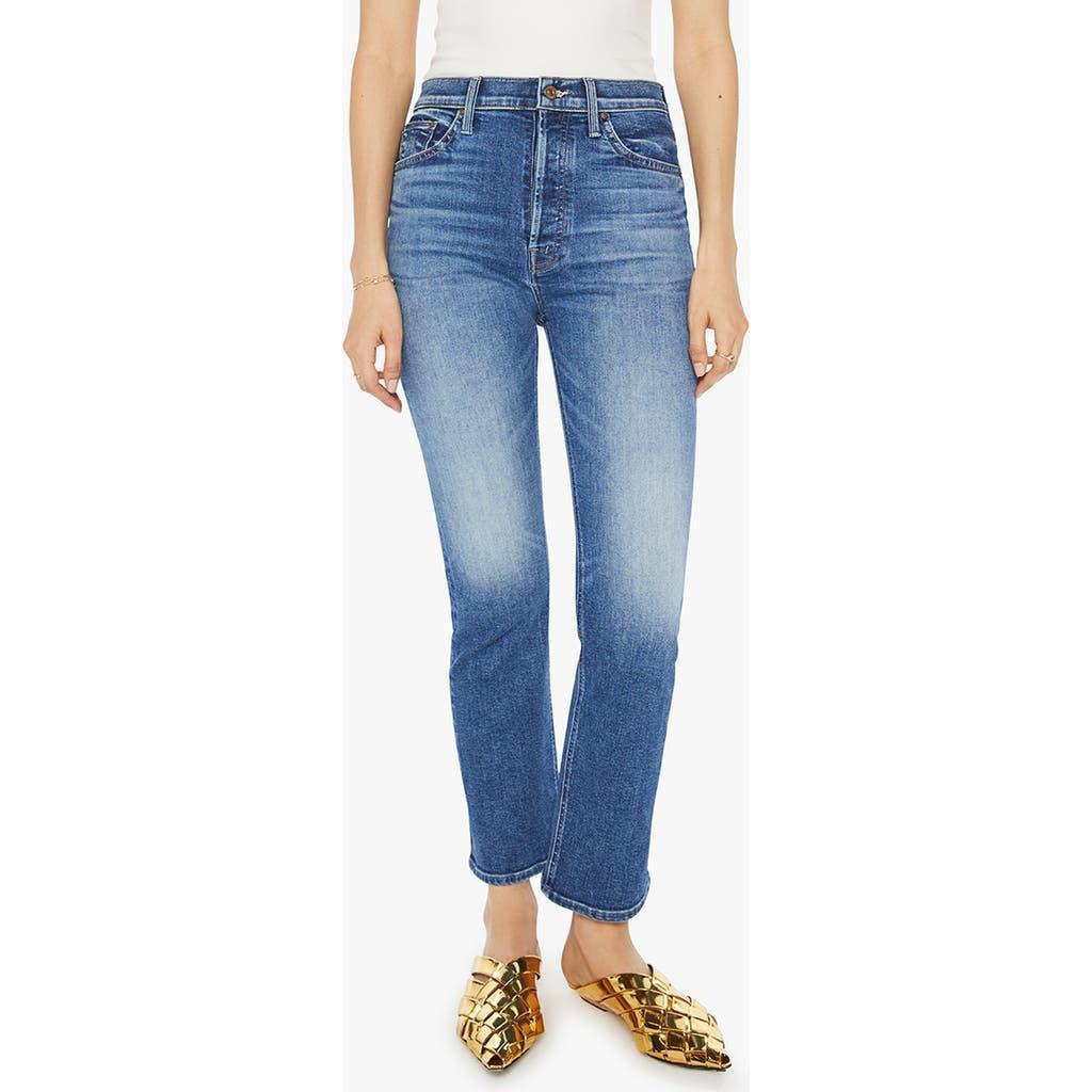 The Mid Rise Dazzler Ankle Fray Riding The Cliffside Jeans In Blue Product Image