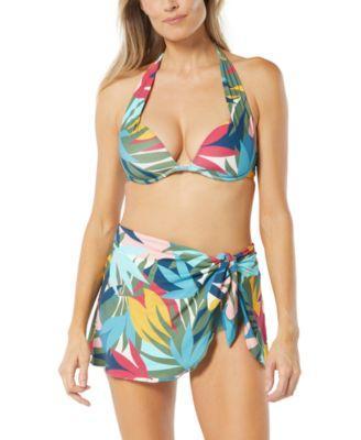 Coco Reef Womens Contours Cameo Tropical Print Bikini Top Sarong Skirt Bottoms Product Image