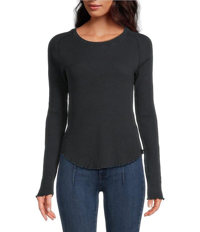 Free People We The Free Easy Does It Waffle Knit Crew Neck Long Sleeve Tee Shirt Product Image