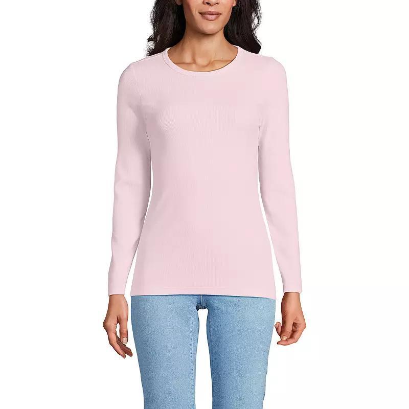 Lands End Womens Long Sleeve Micro Rib T-Shirt Product Image