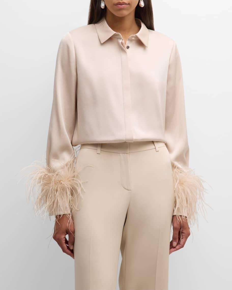 Murphy Feather-Trim Collared Blouse Product Image