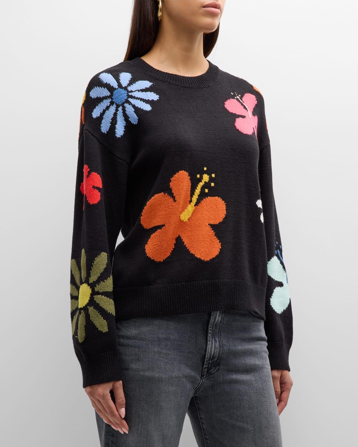 Rails Zoey Floral Intarsia Cotton Blend Sweater Product Image