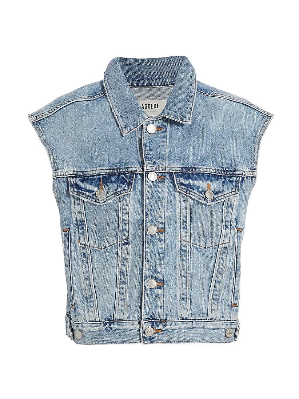 Womens Charlie Cropped Denim Vest Product Image