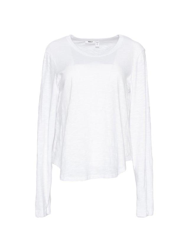 Womens Shrunken Crew Long Sleeve Shirttail Slub Tee Product Image