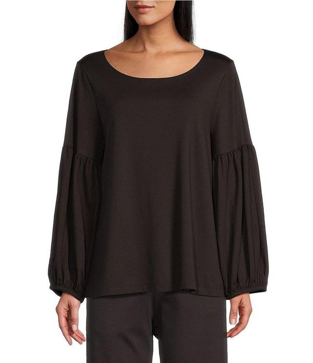 Bryn Walker Knit Round Neck Long Sleeve Oversized Lantern Shirt Product Image