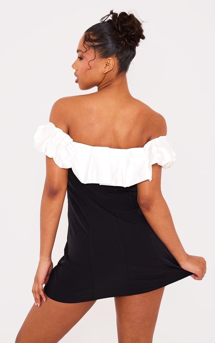 Black Ruffle Detail Bandeau Mini Dress Product Image