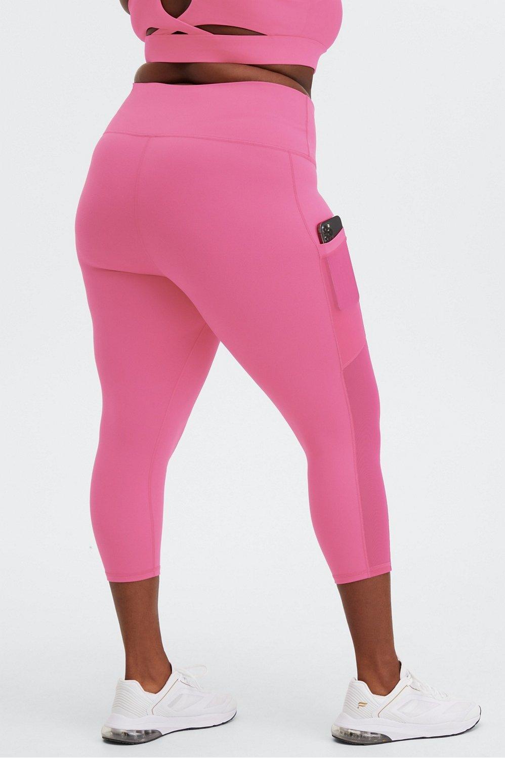 Fabletics On-The-Go High-Waisted Capri Womens pink plus Size 4X Product Image