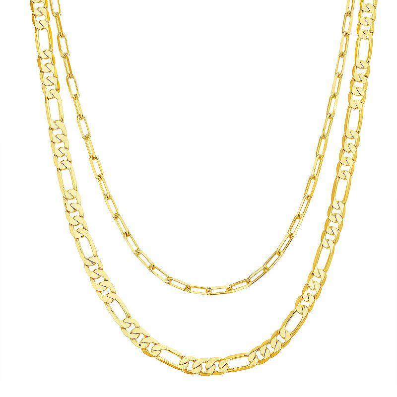 Paige Harper 14k Gold Over Recycled Brass Paperclip & Figaro Chain Layered Necklace, Womens Gold Tone Product Image