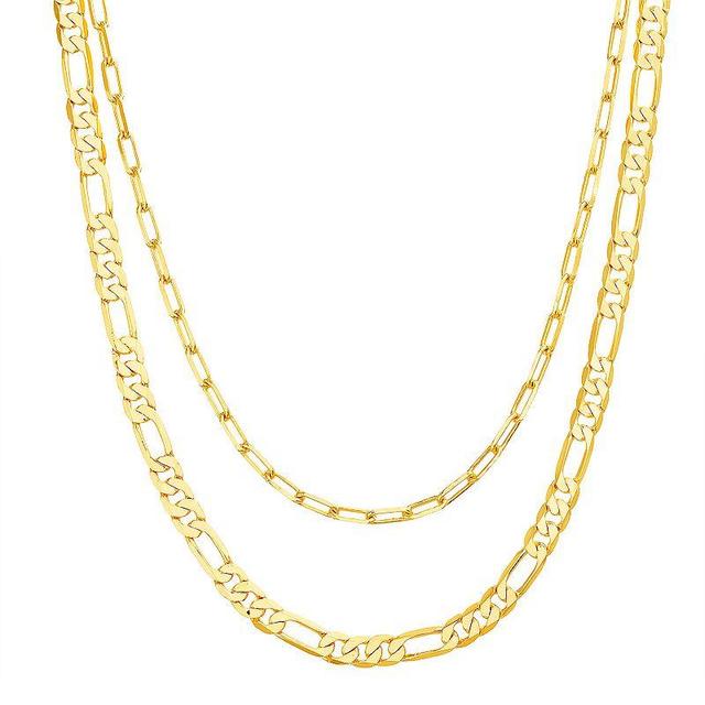 Paige Harper 14k Gold Over Recycled Brass Paperclip & Figaro Chain Layered Necklace, Womens Gold Tone Product Image