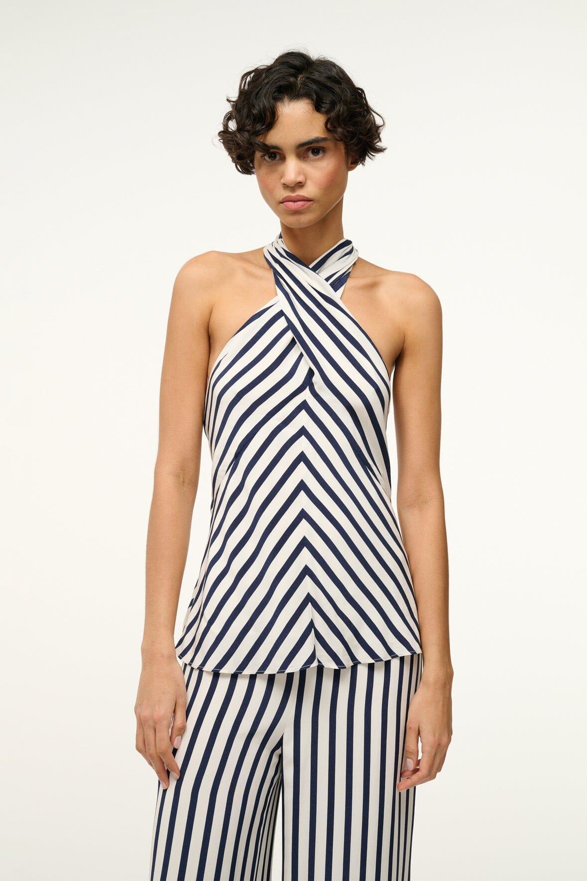 DAWN TOP | WHITE NAVY STRIPE product image