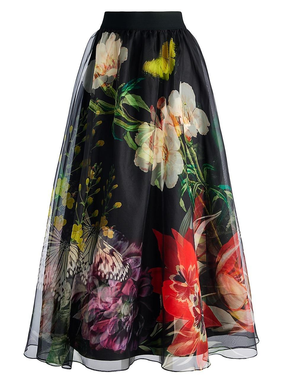 Womens Nilda Floral Silk Organza Maxi Skirt Product Image