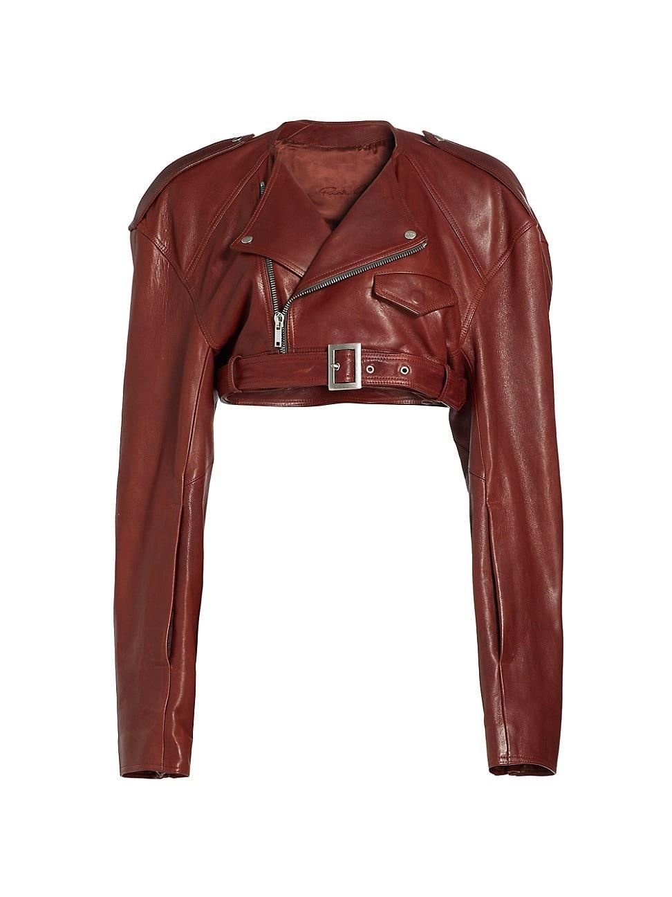 Womens Micro Leather Biker Jacket Product Image