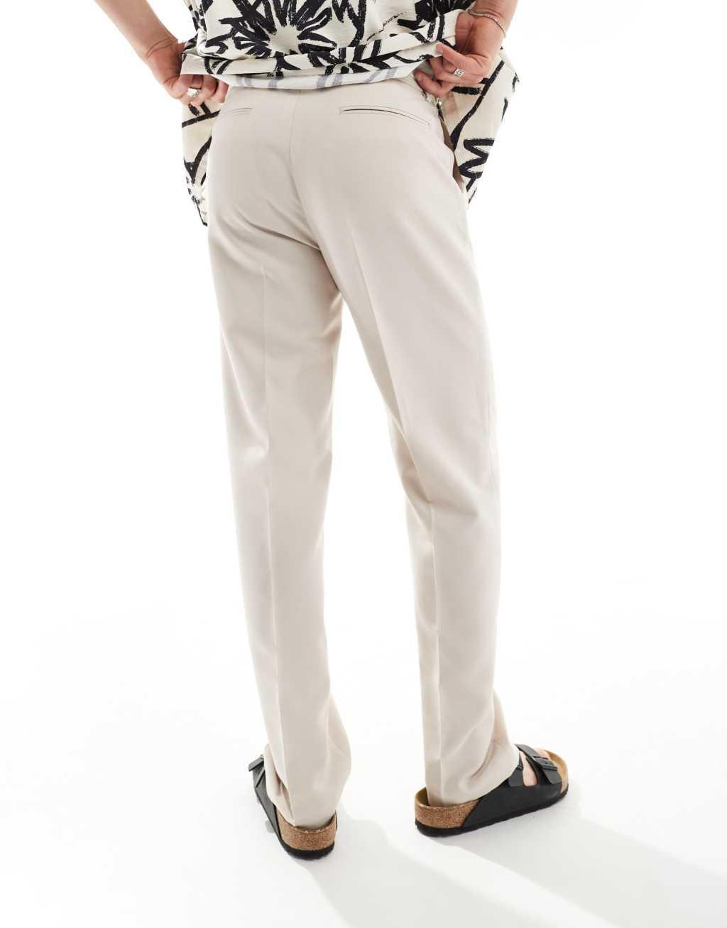 ASOS DESIGN dressy straight leg pants in stone Product Image