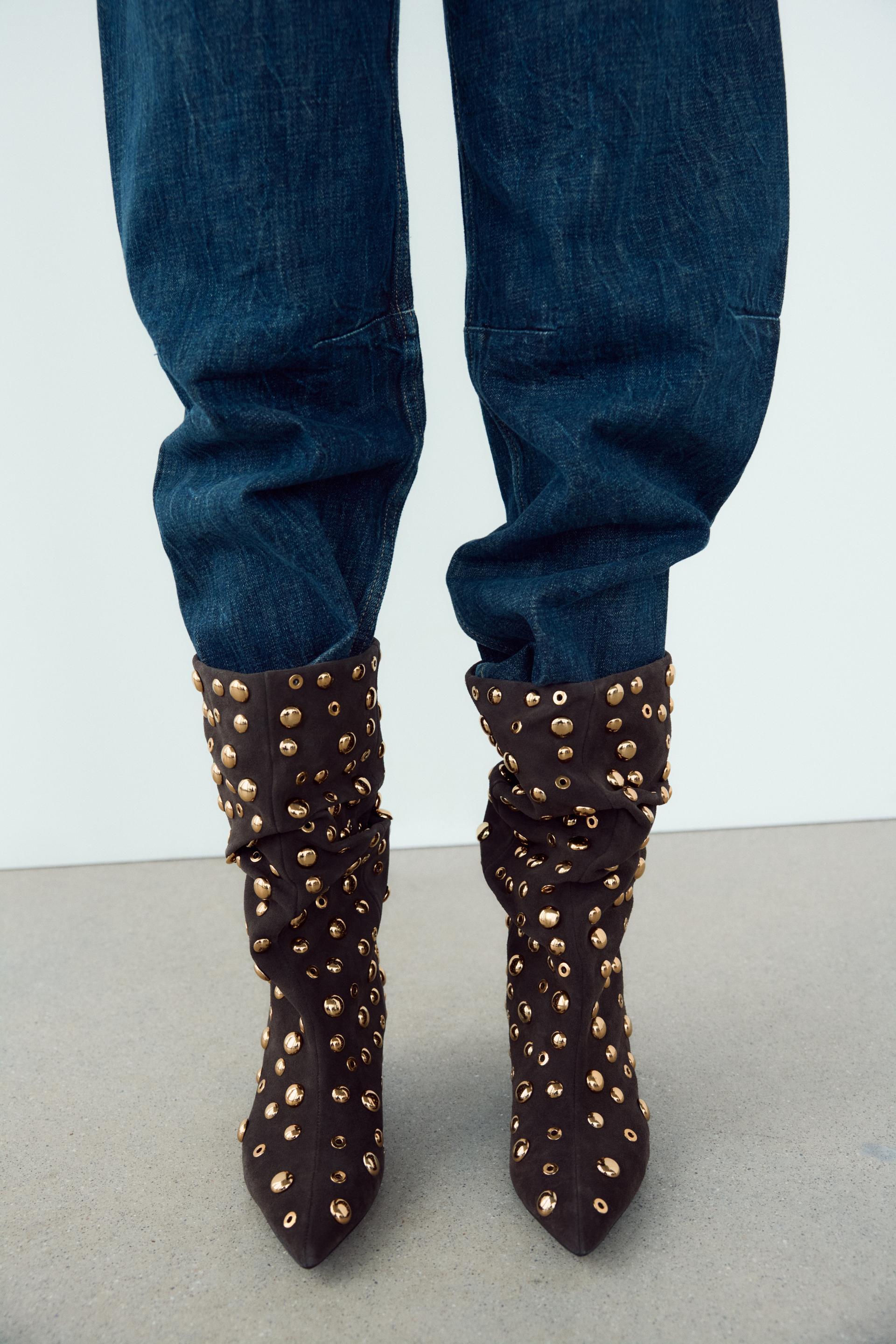 SUEDE STUDDED ANKLE BOOTS product image