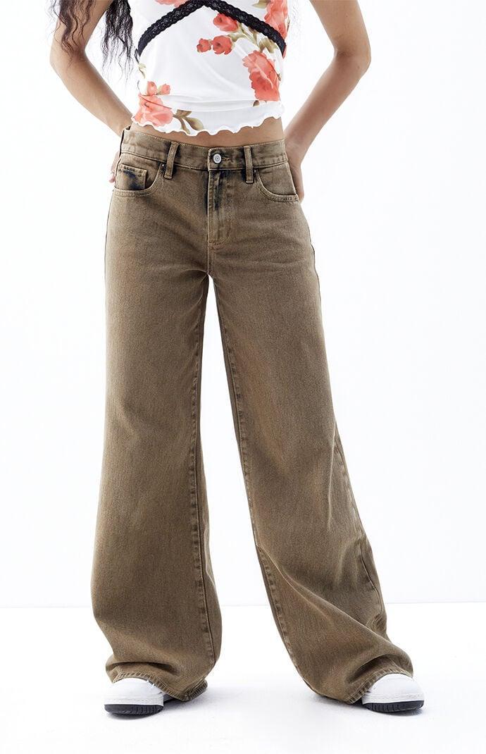 Women's Lena Brown Low Rise Super Baggy Jeans Product Image