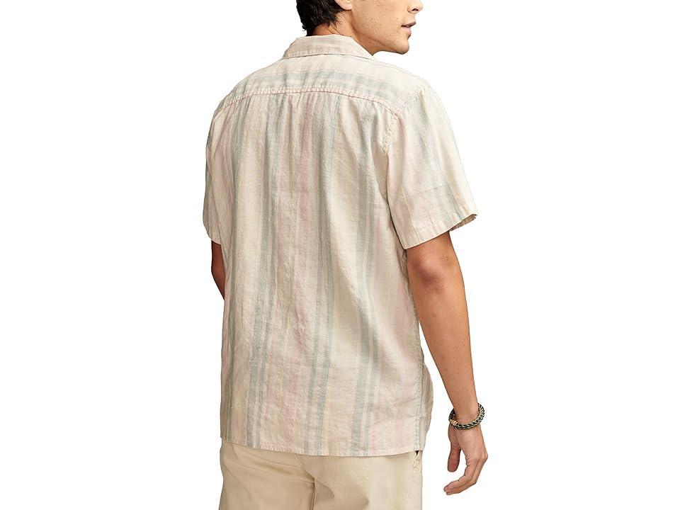 Lucky Brand Striped Linen Camp Shirt Stripe) Men's Clothing Product Image