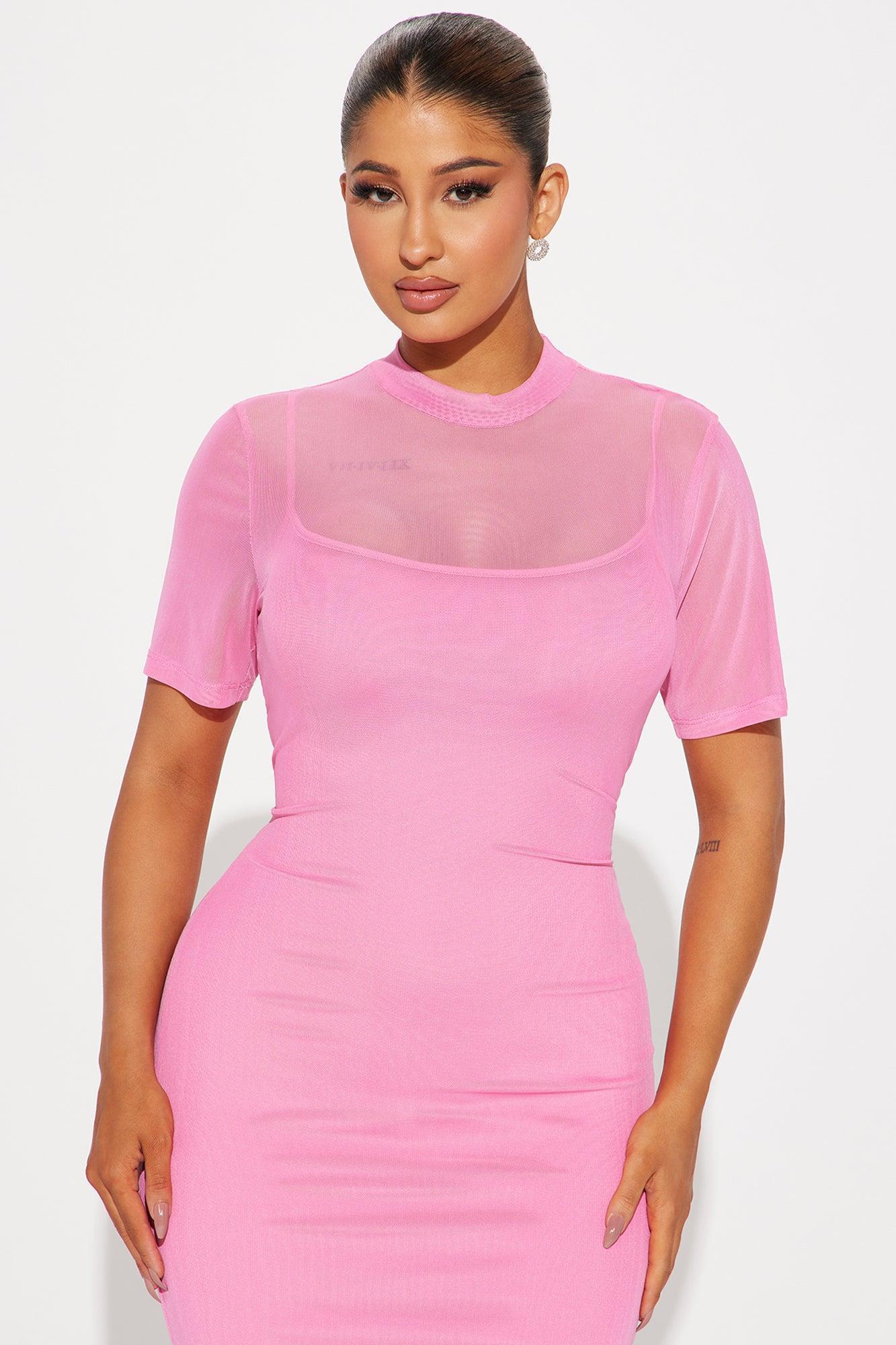 Vicky Mesh Maxi Dress - Hot Pink Product Image