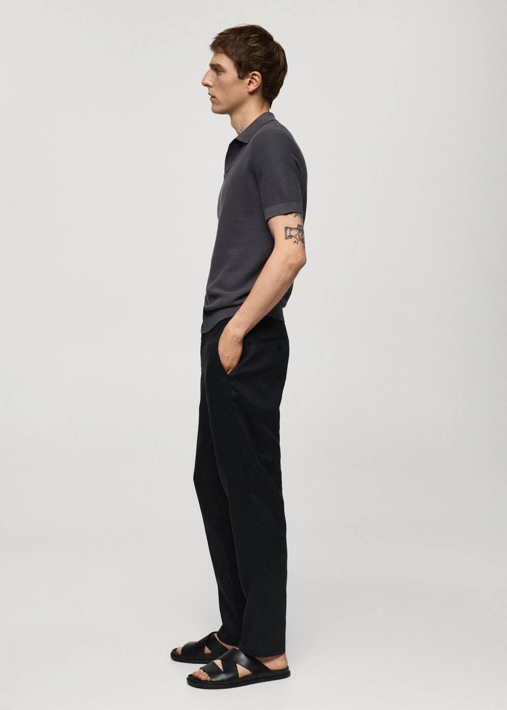 Mango Mens Linen Slim-Fit Pants Product Image