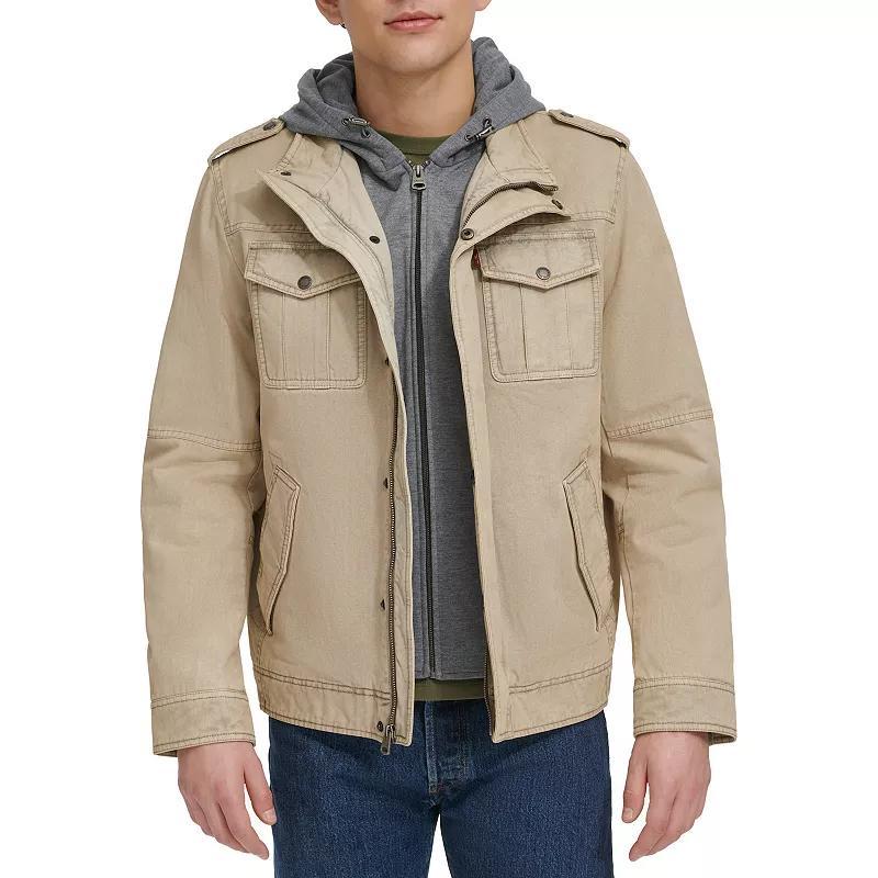 Men’s Sherpa Lined Two Pocket Hooded Trucker Jacket Product Image