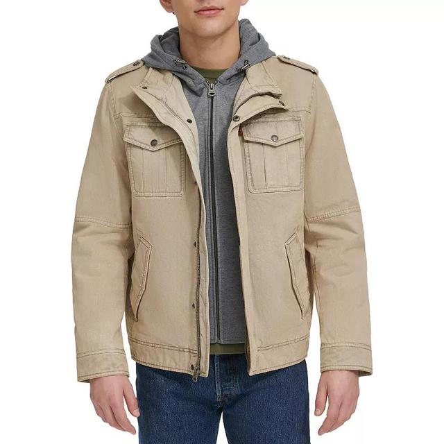 Mens Levis Cotton Sherpa-Lined Trucker Jacket Grey Product Image