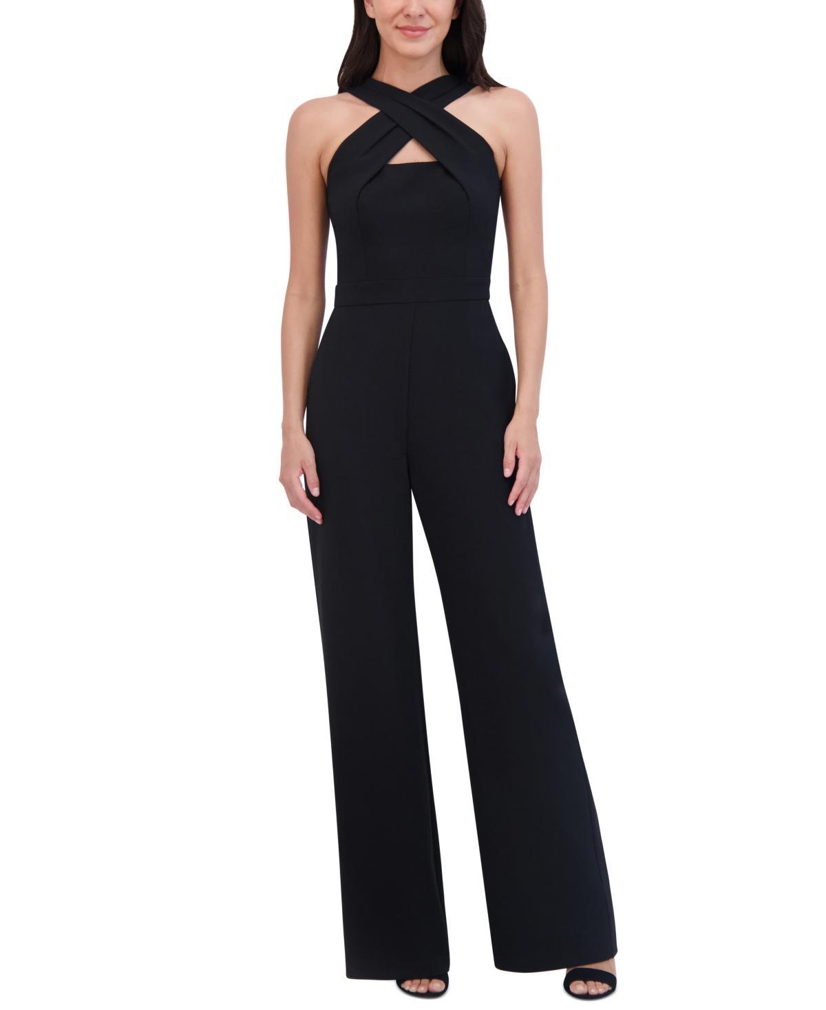 Vince Camuto Womens Signature Crepe Crossover-Neck Jumpsuit Product Image