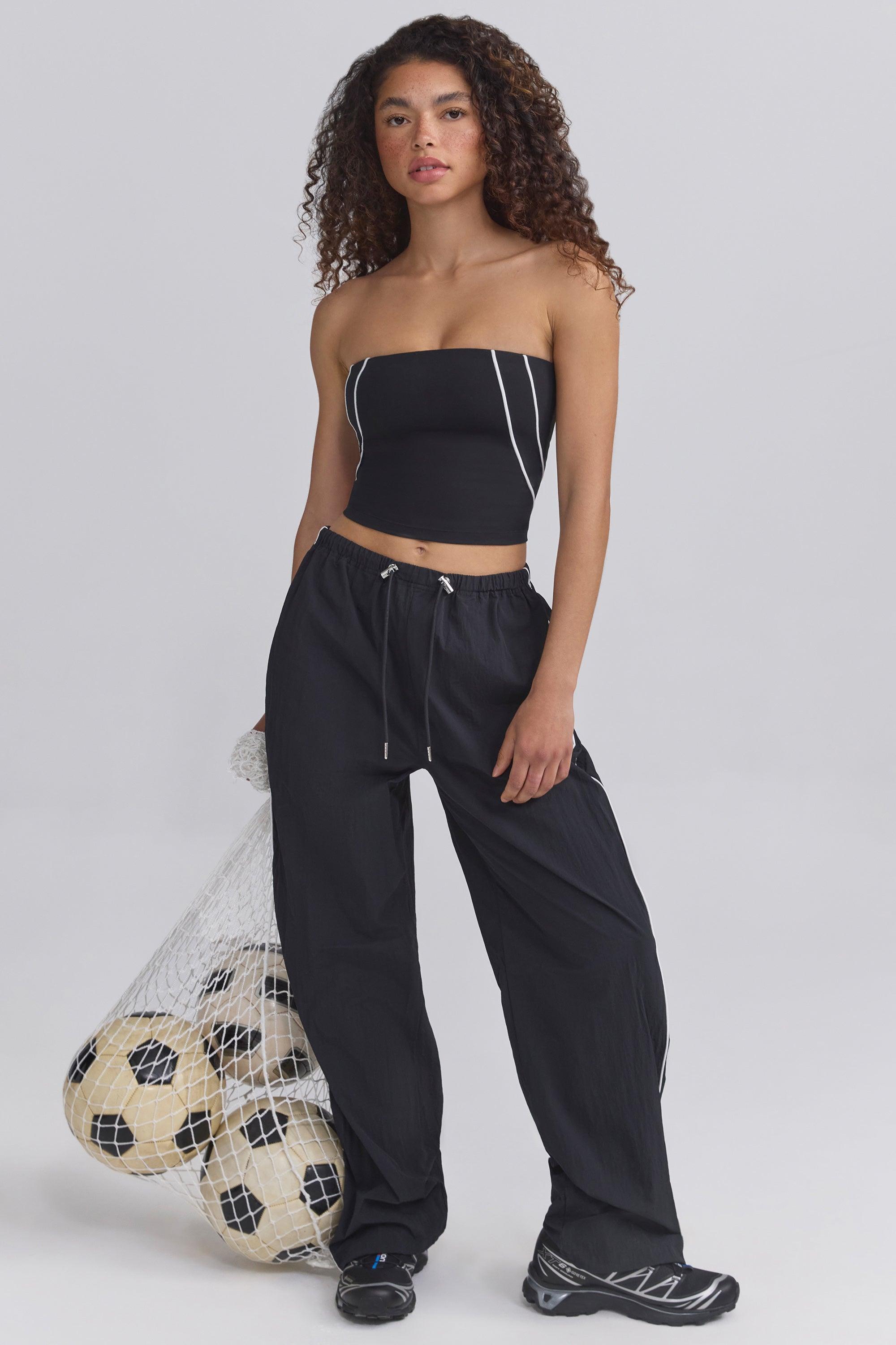 Wide-Leg Track Pants in Black product image