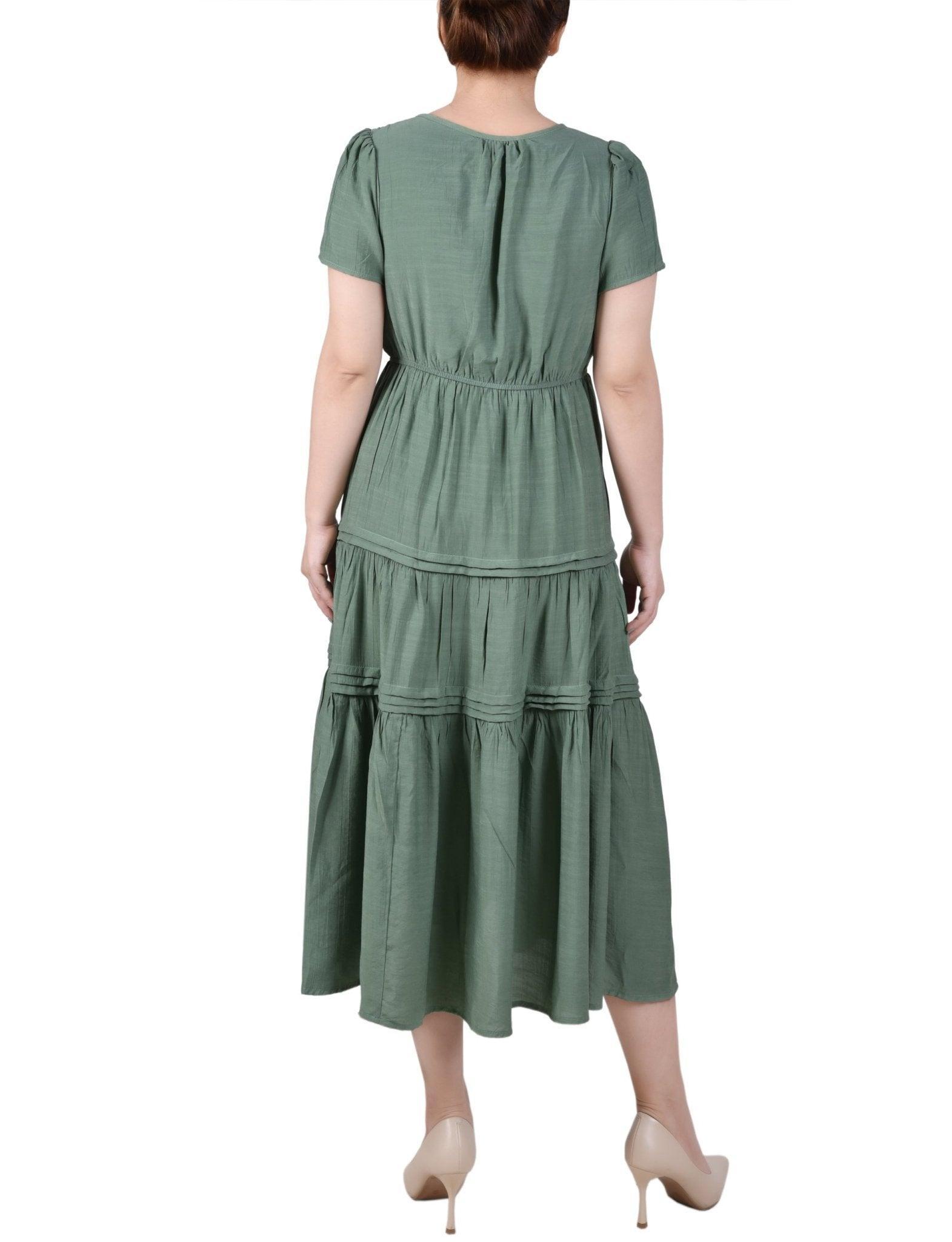 Ankle Length Short Sleeve Dress - Petite Product Image