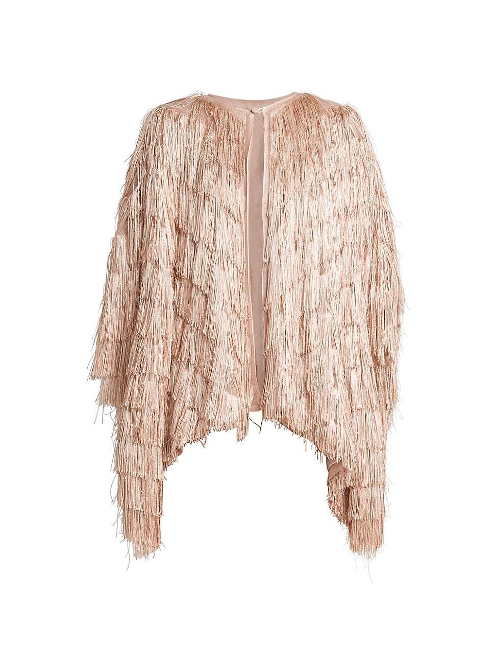 Womens Metallic Threaded Fringe Cape Product Image