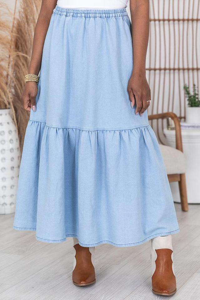 By Your Side Denim Midi Skirt Product Image