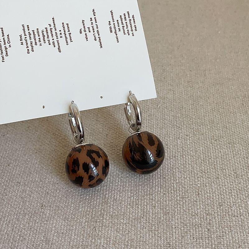 925 Sterling Silver Leopard Print Ball Drop Earring Product Image