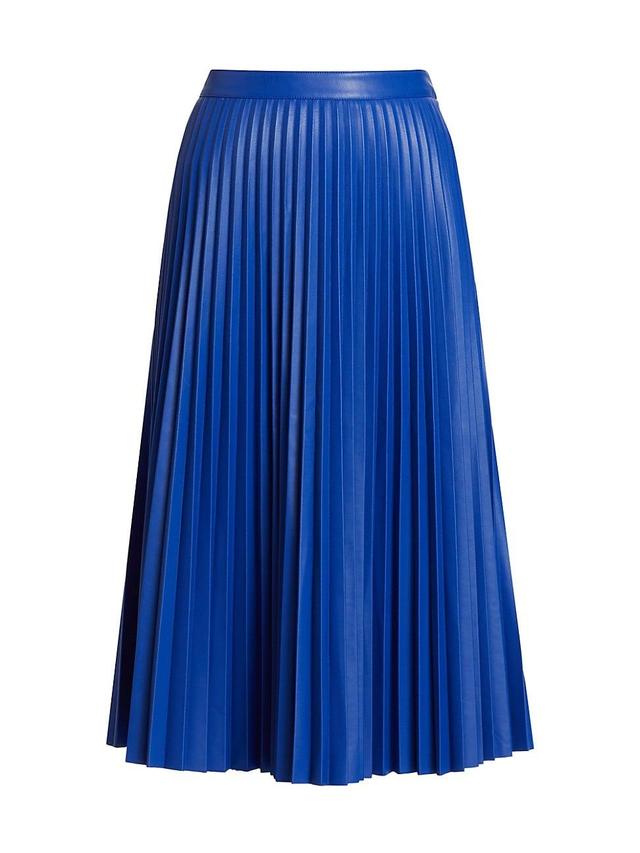 Womens Daphne Pleated Faux Leather Midi-Skirt Product Image